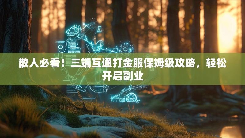 散人必看！三端互通打金服保姆级攻略，轻松开启副业